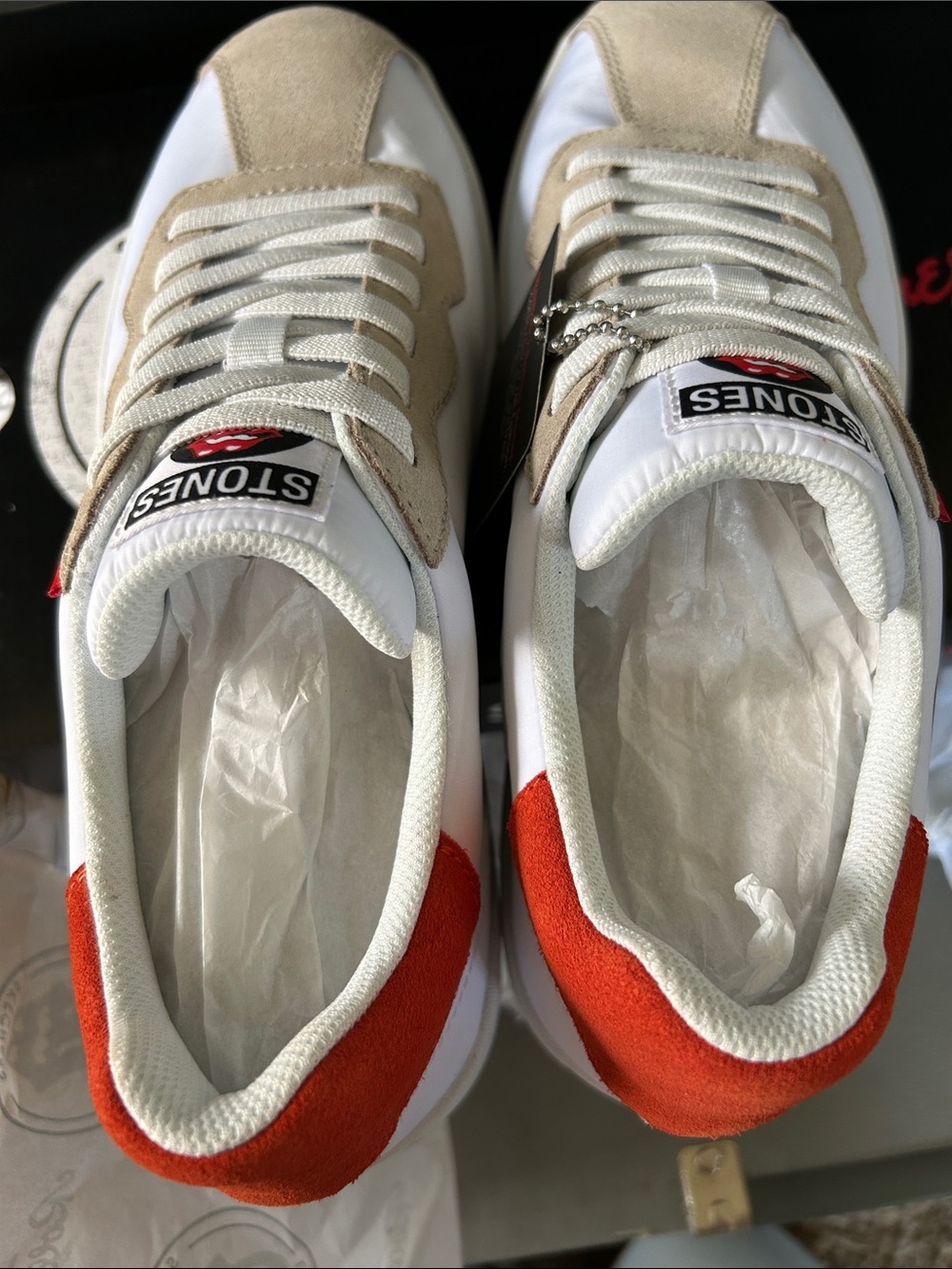 The Rolling Stones Skechers White Sneakers with Red Tongue Graphic - Picture 7 of 8